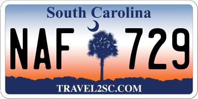 SC license plate NAF729