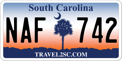 SC license plate NAF742