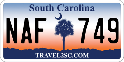 SC license plate NAF749