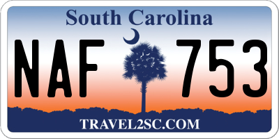 SC license plate NAF753