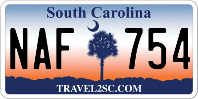 SC license plate NAF754
