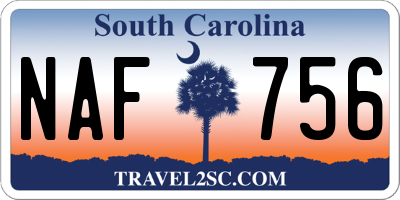 SC license plate NAF756