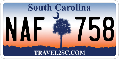 SC license plate NAF758