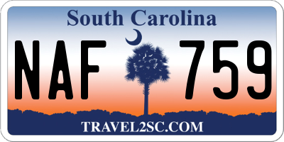 SC license plate NAF759