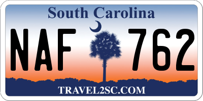 SC license plate NAF762
