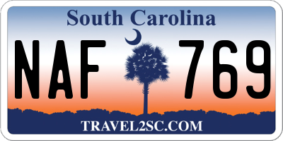 SC license plate NAF769