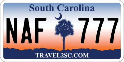 SC license plate NAF777