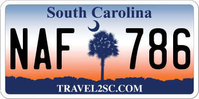 SC license plate NAF786