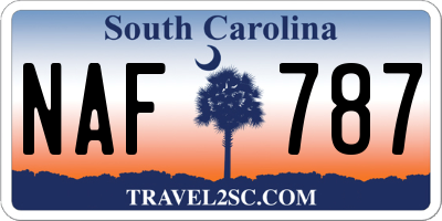 SC license plate NAF787