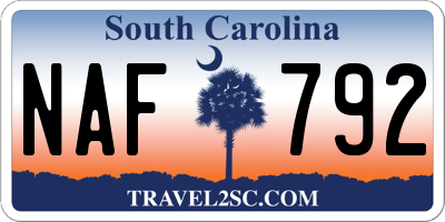 SC license plate NAF792