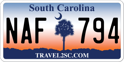 SC license plate NAF794