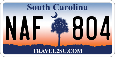 SC license plate NAF804