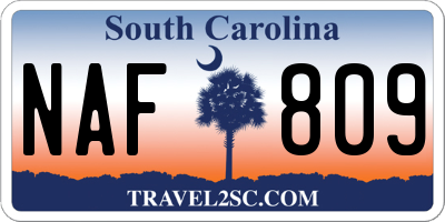SC license plate NAF809