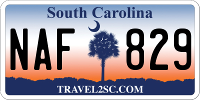 SC license plate NAF829