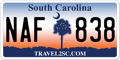 SC license plate NAF838