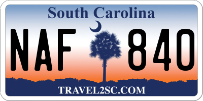 SC license plate NAF840