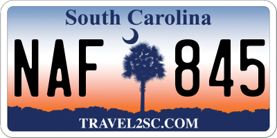 SC license plate NAF845