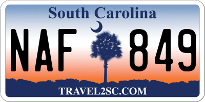 SC license plate NAF849