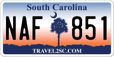 SC license plate NAF851