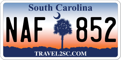 SC license plate NAF852