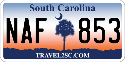 SC license plate NAF853