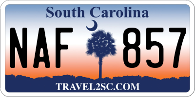 SC license plate NAF857