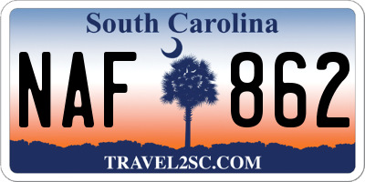 SC license plate NAF862