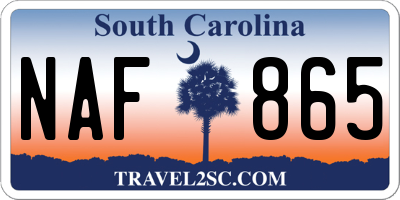 SC license plate NAF865