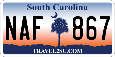 SC license plate NAF867
