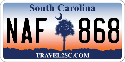 SC license plate NAF868