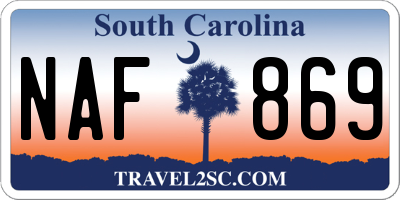 SC license plate NAF869