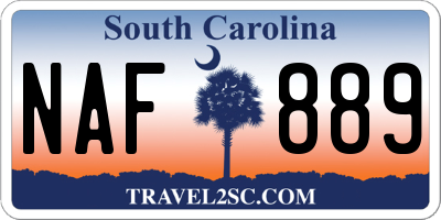 SC license plate NAF889