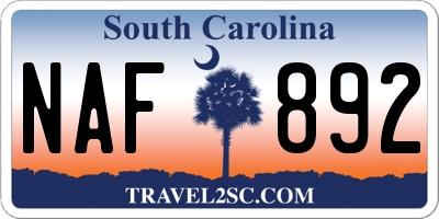 SC license plate NAF892