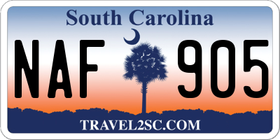 SC license plate NAF905