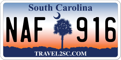 SC license plate NAF916