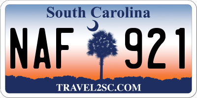 SC license plate NAF921