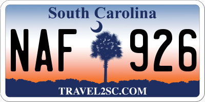SC license plate NAF926