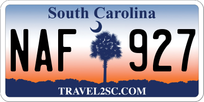 SC license plate NAF927