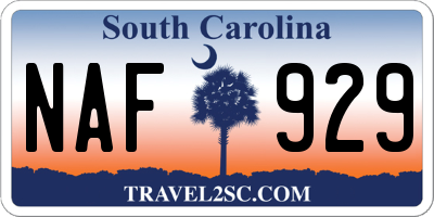 SC license plate NAF929