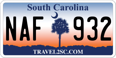 SC license plate NAF932