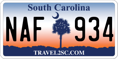 SC license plate NAF934