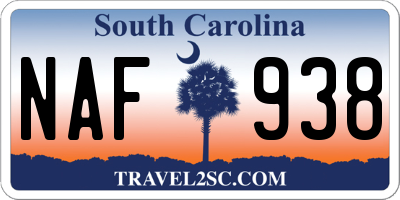 SC license plate NAF938