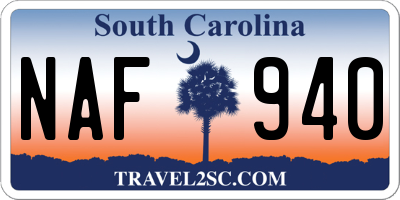 SC license plate NAF940