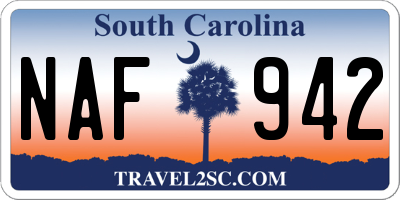 SC license plate NAF942
