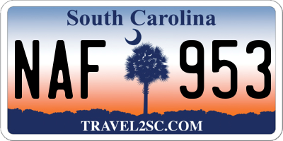 SC license plate NAF953