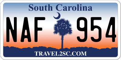 SC license plate NAF954
