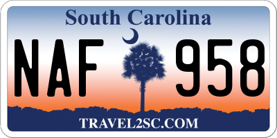 SC license plate NAF958