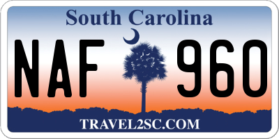 SC license plate NAF960