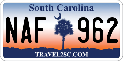 SC license plate NAF962