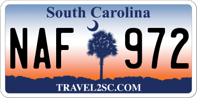 SC license plate NAF972